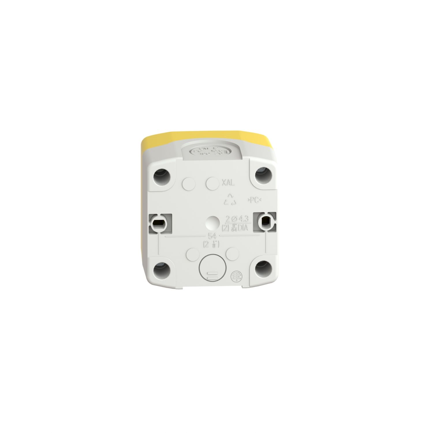 Picture of Complete control station, Harmony XALK, XALD, plastic, yellow lid, 1 red mushroom push button 40mm, key release, 2NC