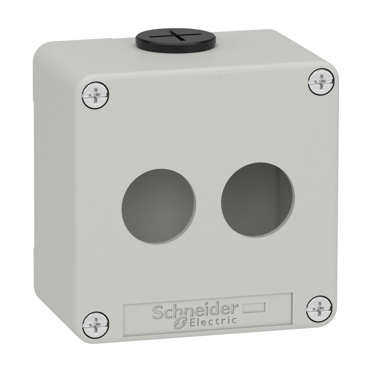 Picture of Die cast empty control station, Harmony XAP, XB2 SL, zinc alloy, grey, M20, 2 cut outs 22mm, 80x80x51,5mm, UL cULus