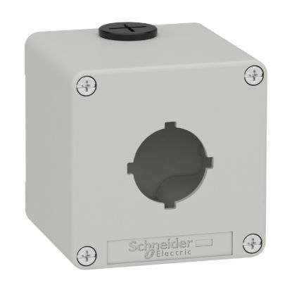 Picture of Empty control station, Harmony XAP, XB2 SL, zinc alloy, grey, M20, 1 cut out 30mm with notches, 80x80x77mm, UL cULus