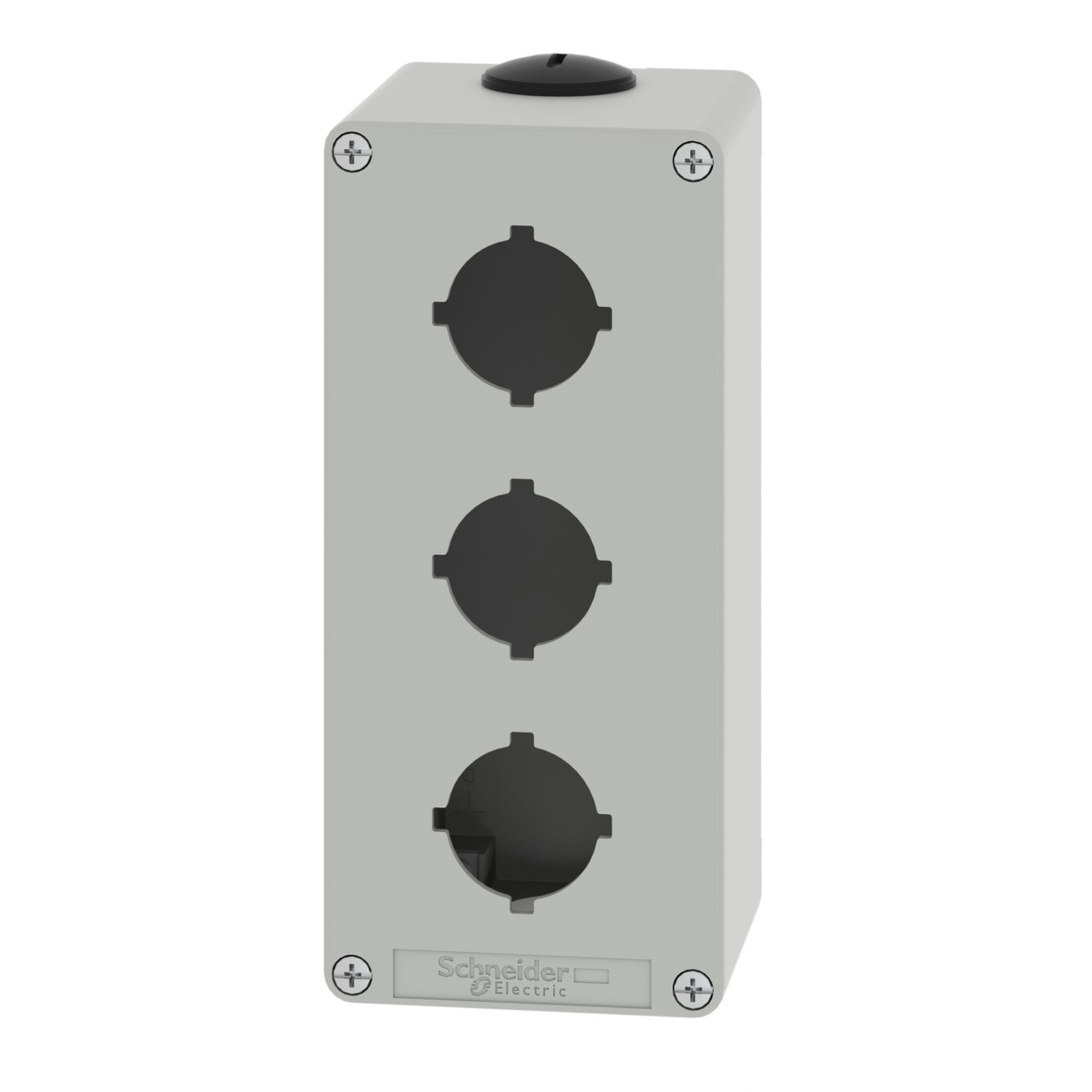 Picture of Empty control station, Harmony XAP, XB2 SL, zinc alloy, grey, M25, 3 cut outs 30mm with notches, 80x175x77mm