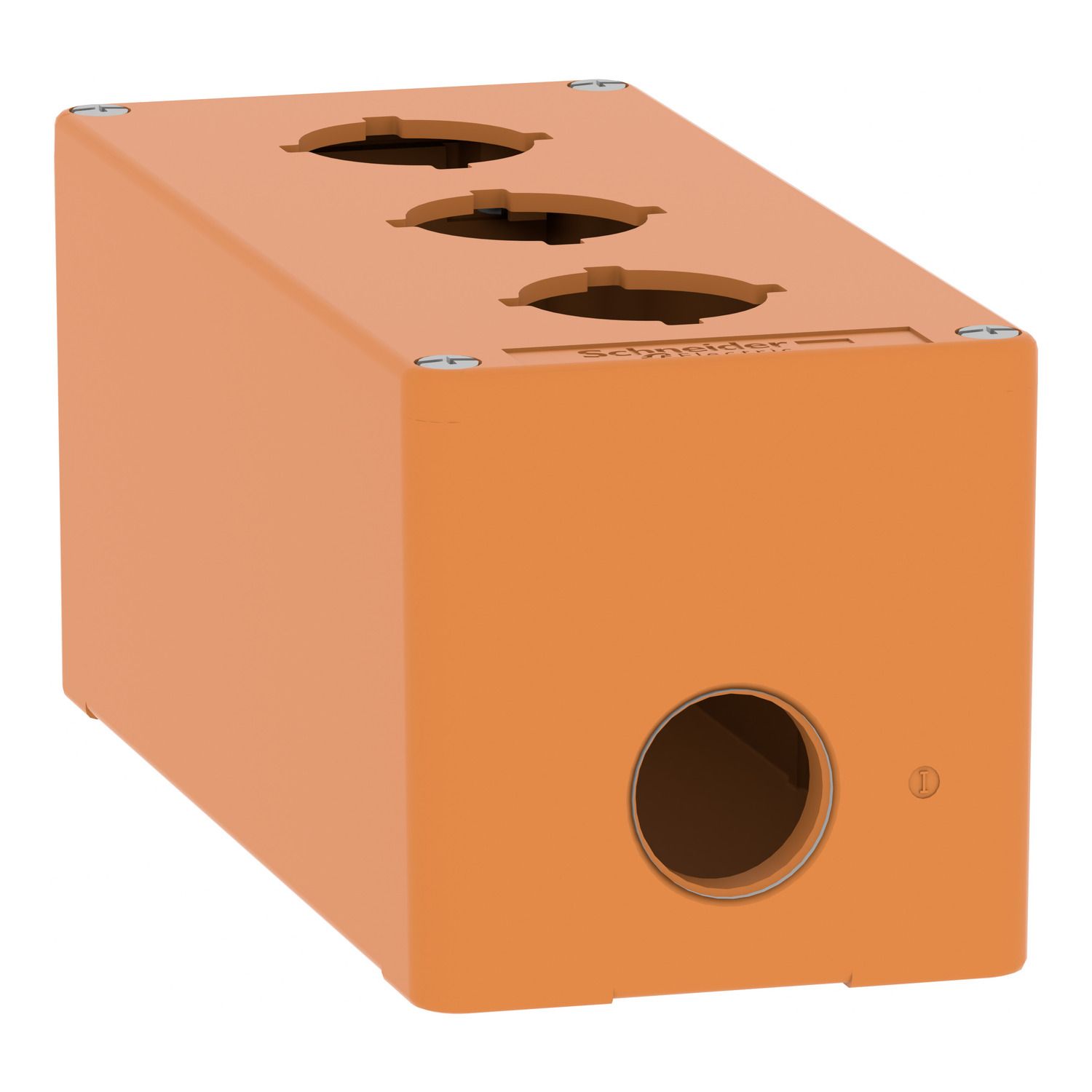 Picture of Empty control station, Harmony XAP, XB2 SL, zinc alloy, orange, M25, 3 cut outs 30mm with notches, 80x175x77mm