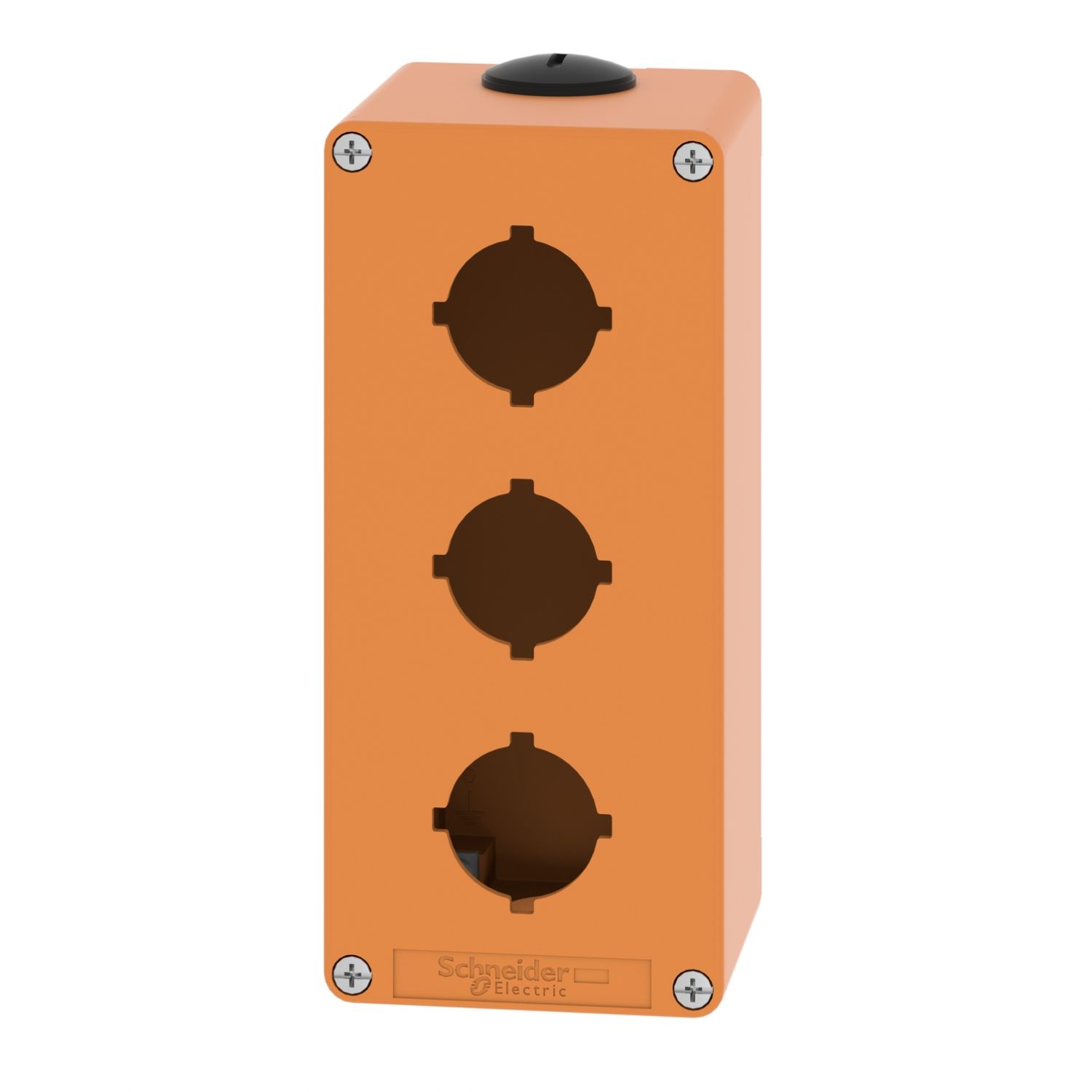 Picture of Empty control station, Harmony XAP, XB2 SL, zinc alloy, orange, M25, 3 cut outs 30mm with notches, 80x175x77mm