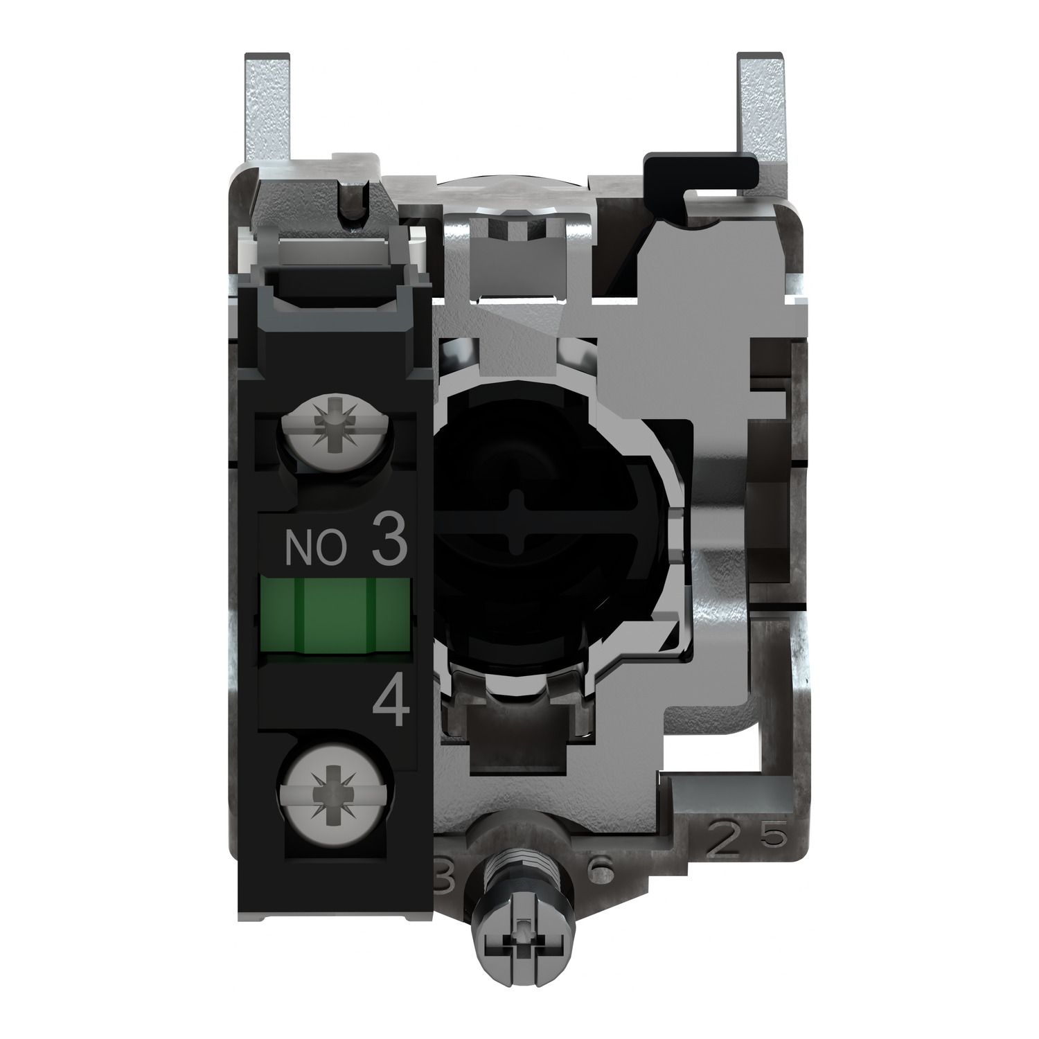 Picture of Push button, metal, Harmony XB4, flush, black, 22mm, spring return, unmarked, 1NO