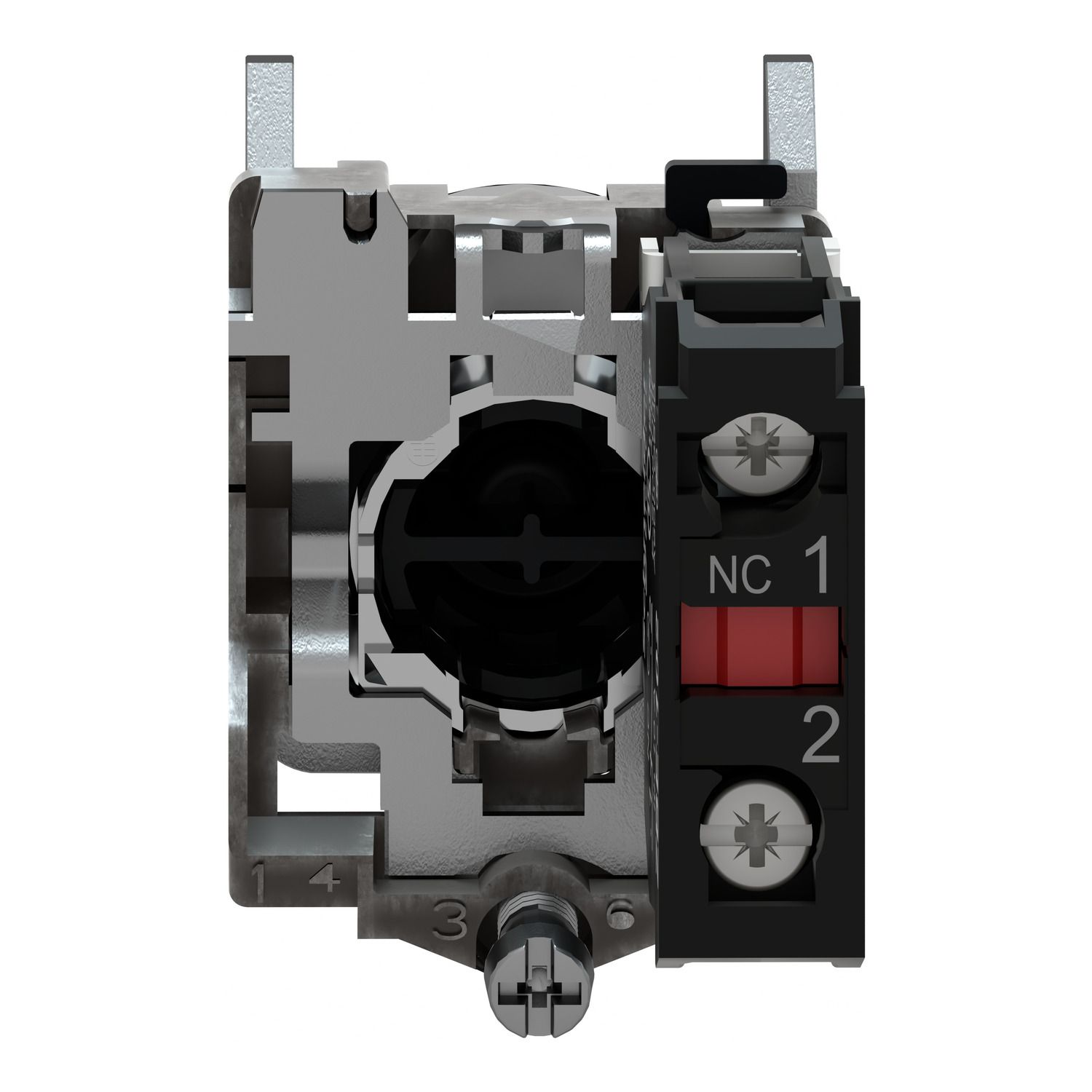 Picture of Push button, Harmony XB4, metal, flush, red, 22mm, spring return, unmarked, 1NC