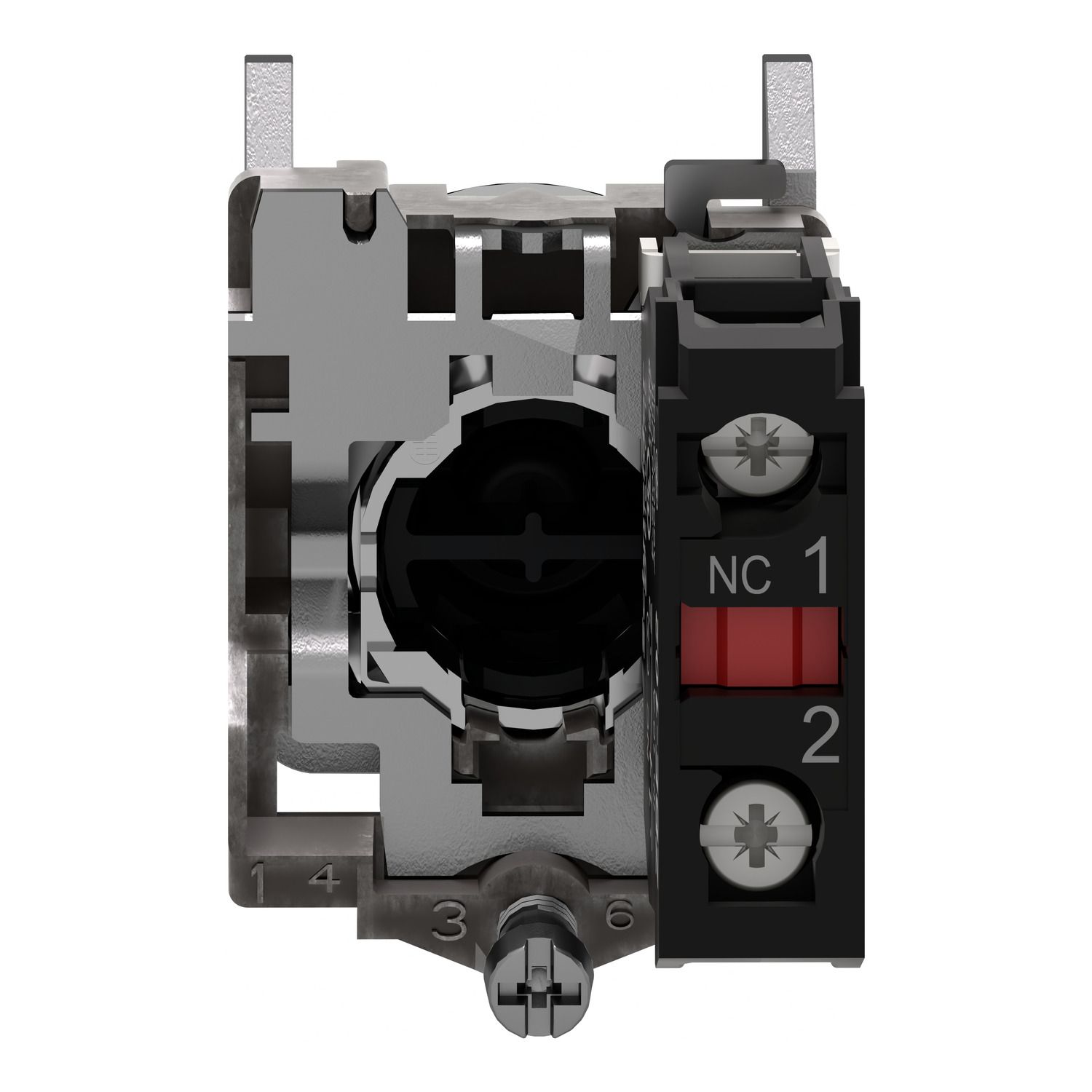 Picture of Push button, Harmony XB4, metal, projecting, red, 22mm, spring return, unmarked, 1NC