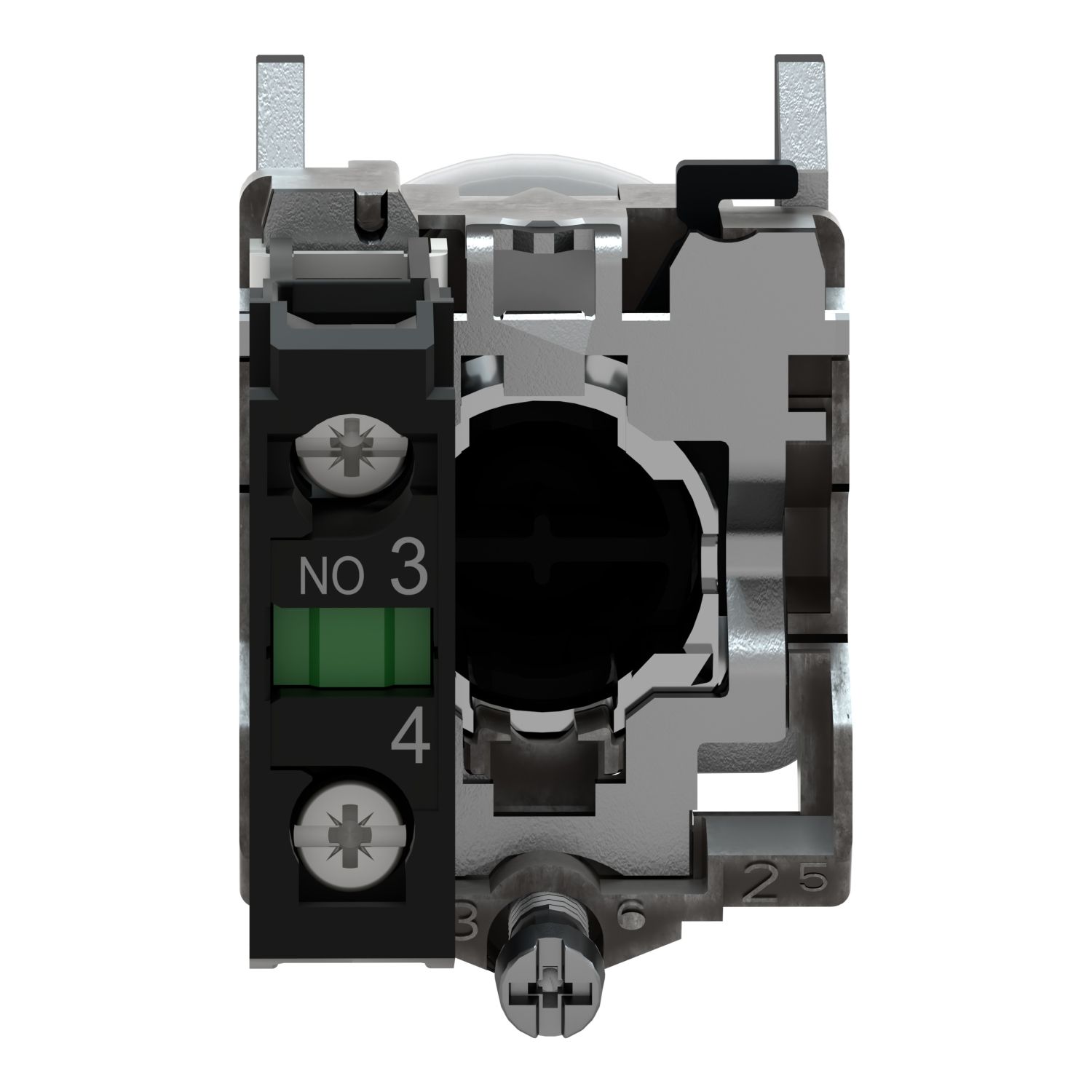 Picture of Push button, Harmony XB4, metal, projecting, black, 22mm, spring return, booted, unmarked, 1NO