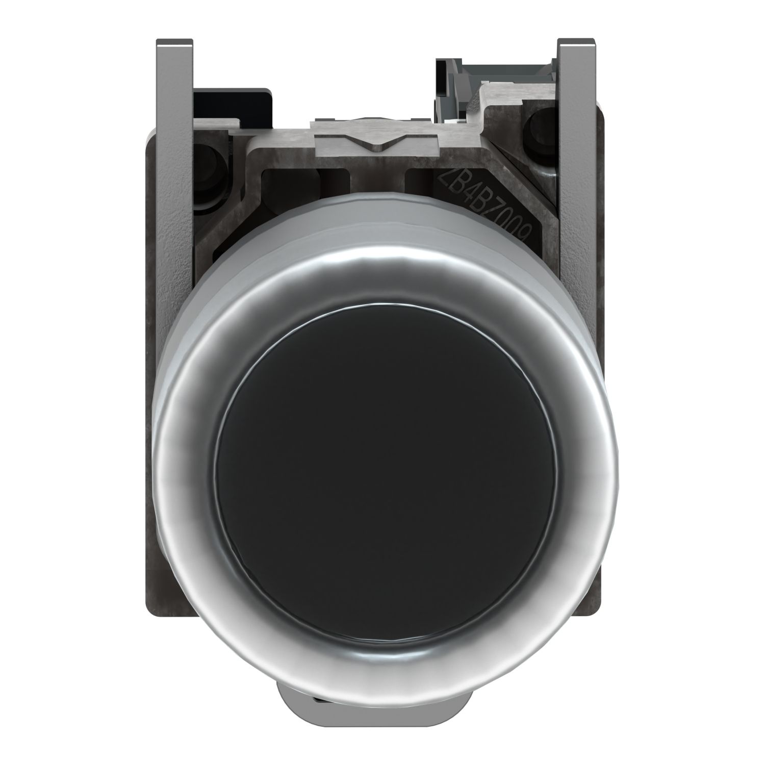 Picture of Push button, Harmony XB4, metal, projecting, black, 22mm, spring return, booted, unmarked, 1NO