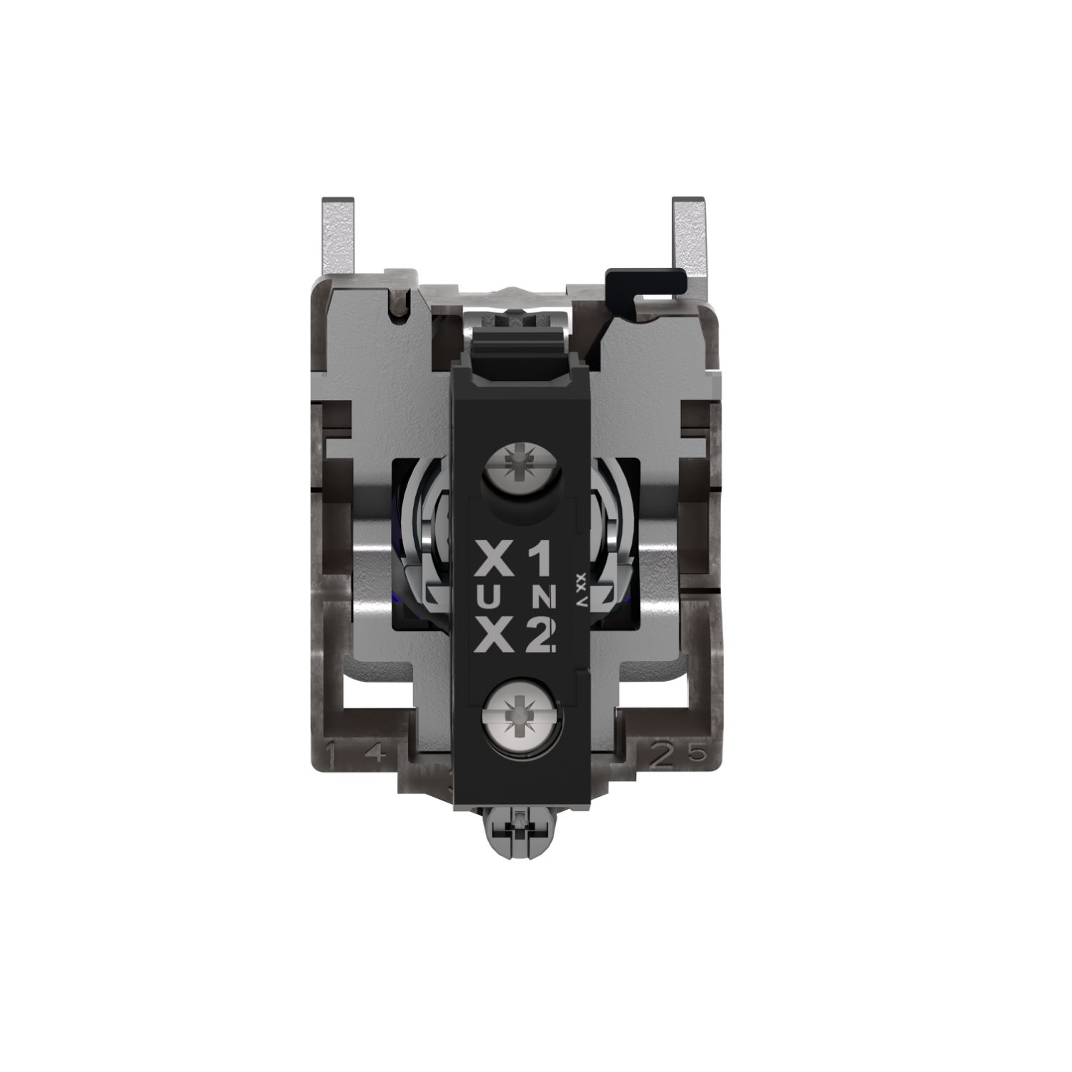 Picture of Pilot light, Harmony XB4, grey plastic, blue, 22mm, universal LED, plain lens, 24V AC DC