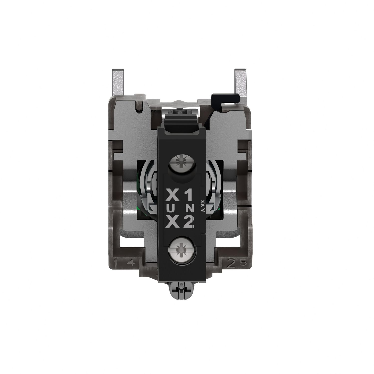 Picture of Pilot light, Harmony XB4, grey plastic, green, 22mm, universal LED, plain lens, 230...240V AC