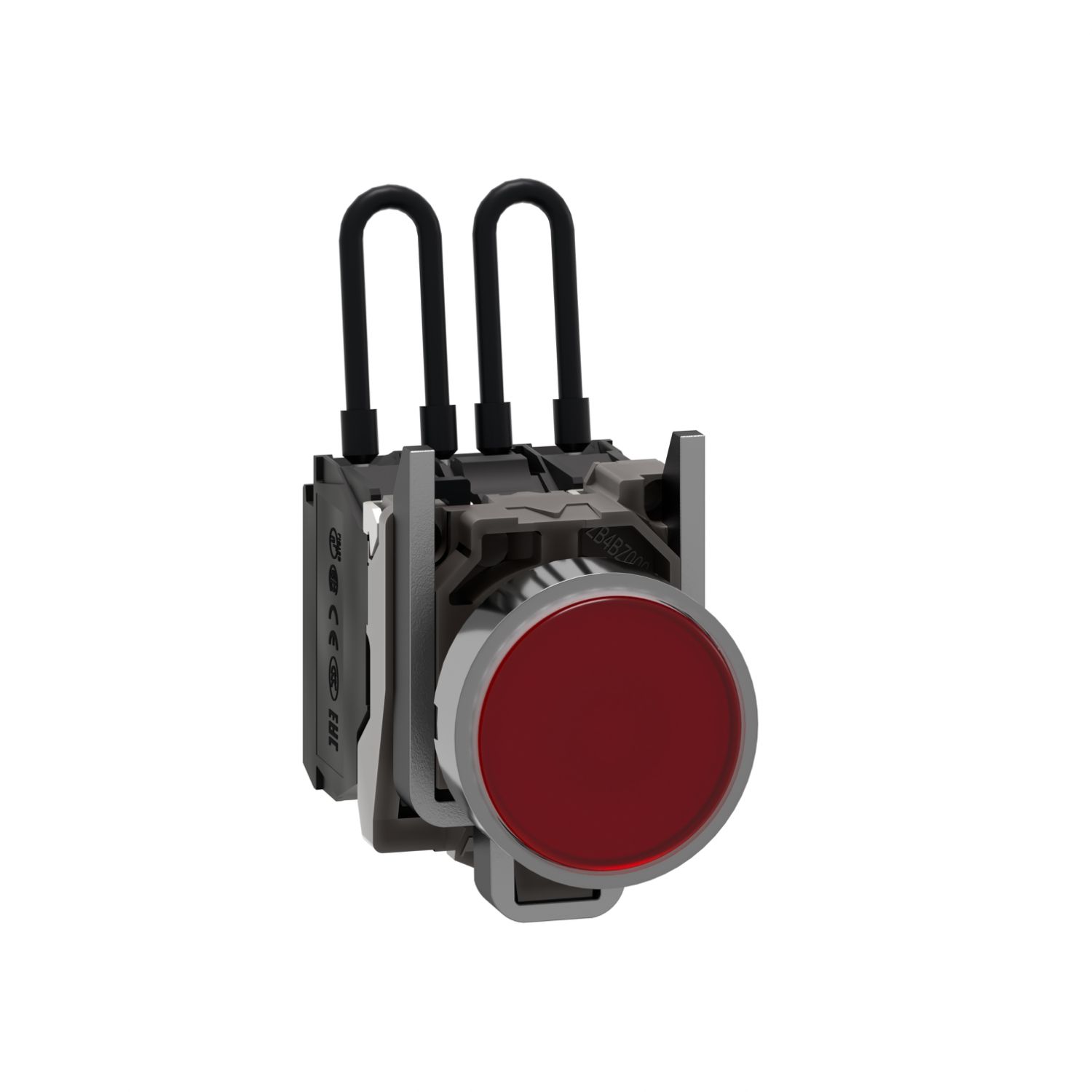Picture of Push-to-test pilot light, Harmony XB4, metal, red, universal LED, screw clamp terminals, 110...120V