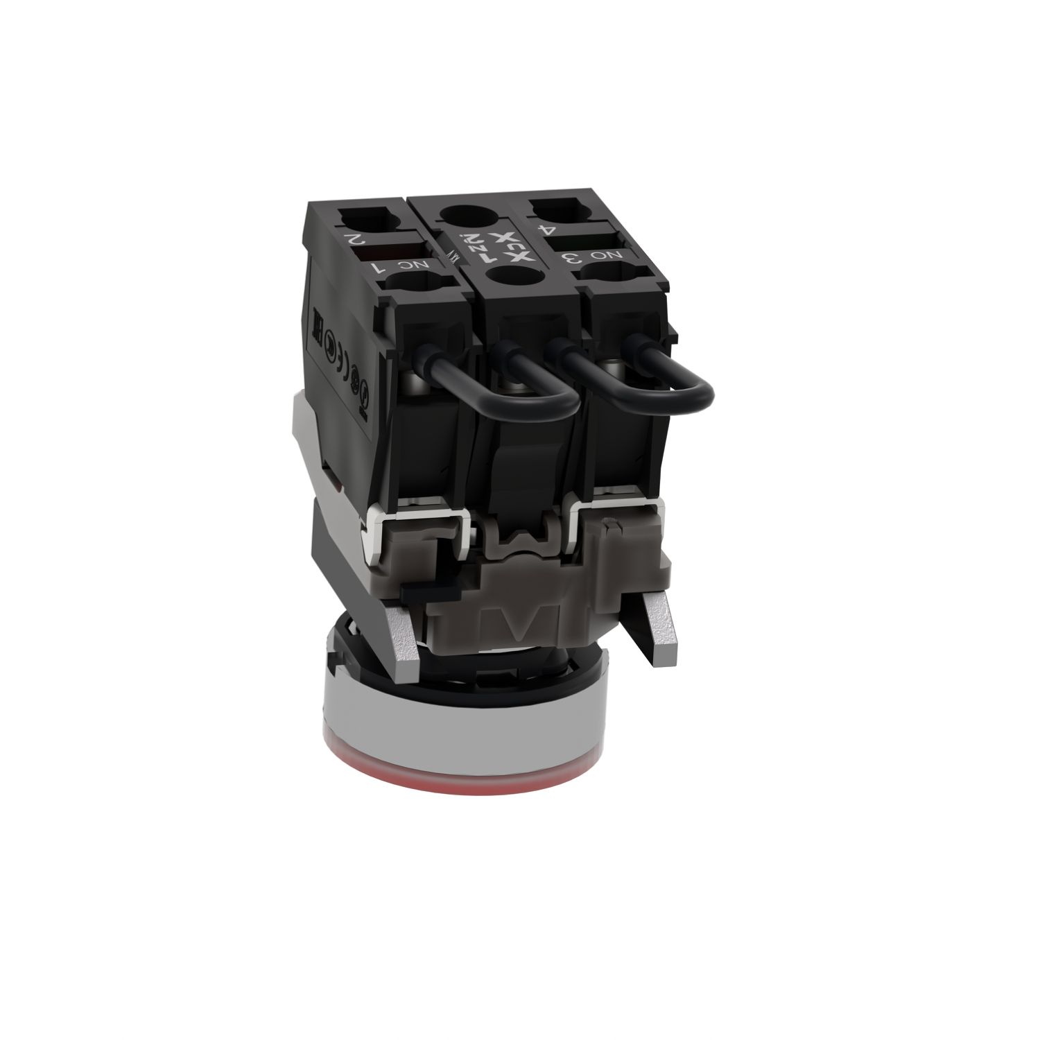 Picture of Push-to-test pilot light, Harmony XB4, metal, red, universal LED, screw clamp terminals, 110...120V