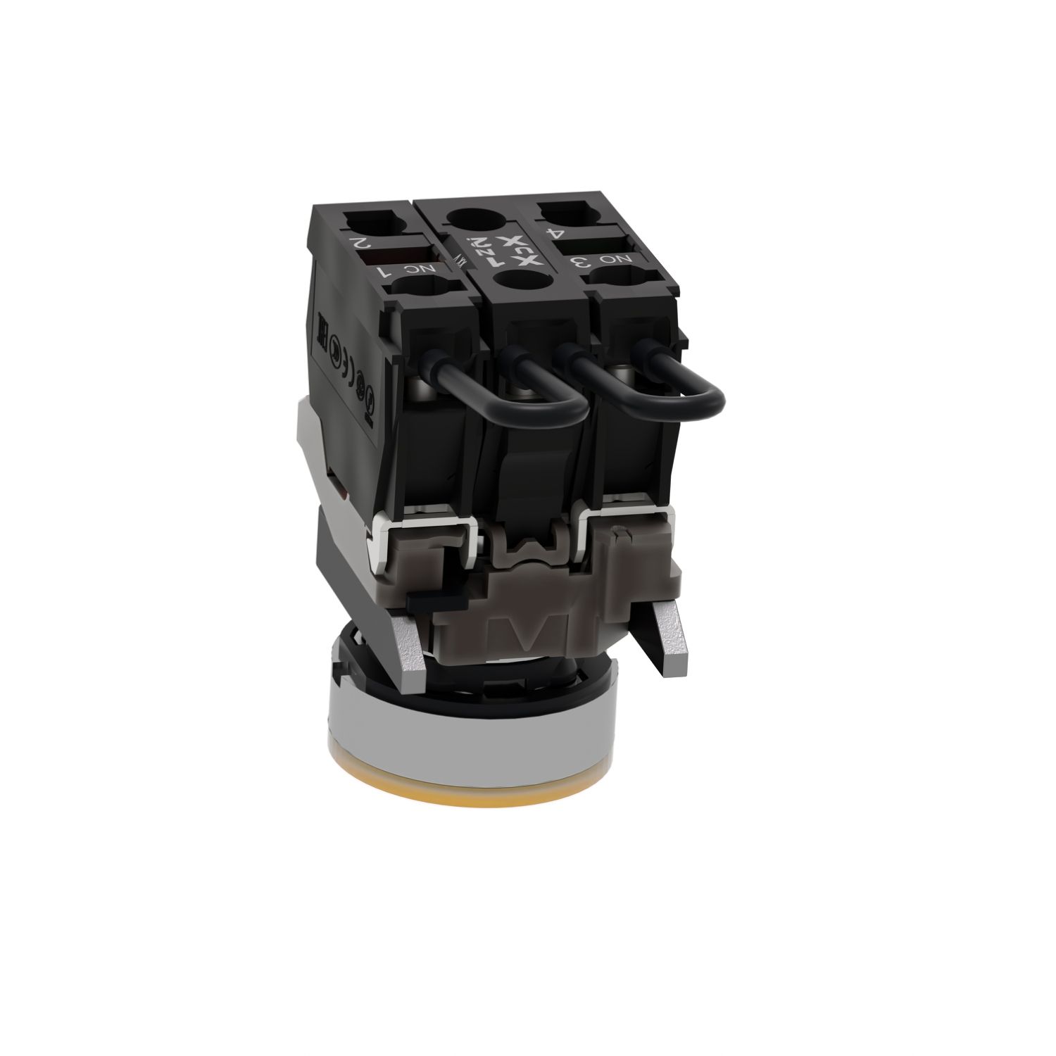 Picture of Push-to-test pilot light, Harmony XB4, metal, orange, universal LED, screw clamp terminals, 24V