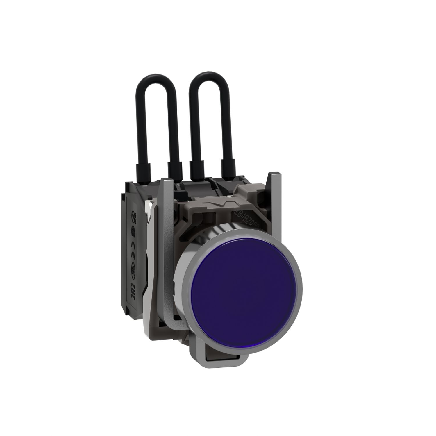 Picture of Push-to-test pilot light, Harmony XB4, metal, blue, universal LED, screw clamp terminals, 110...120V