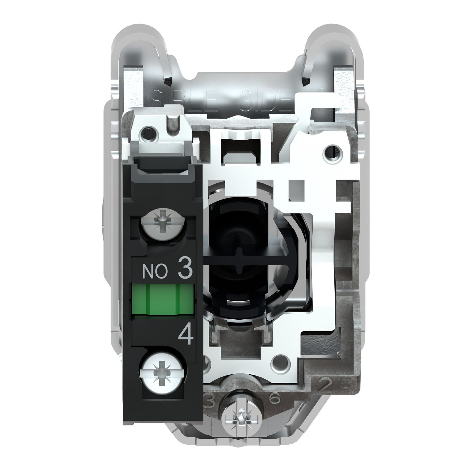 Picture of Push button flush mounted, Harmony XB4, metal, blue, 30mm, spring return, unmarked, 1NC