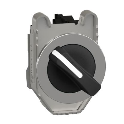 Picture of Selector switch flush mounted, Harmony XB4, metal, black, 30mm, 2 positions, stay put, 1NO