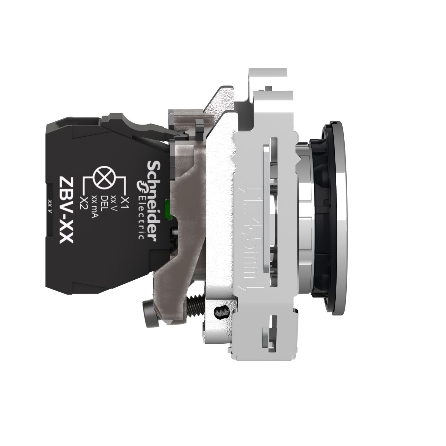 Picture of Pilot light, Harmony XB4,metal, blue flush mounted, 30mm, universal LED, plain lens, 24V AC DC