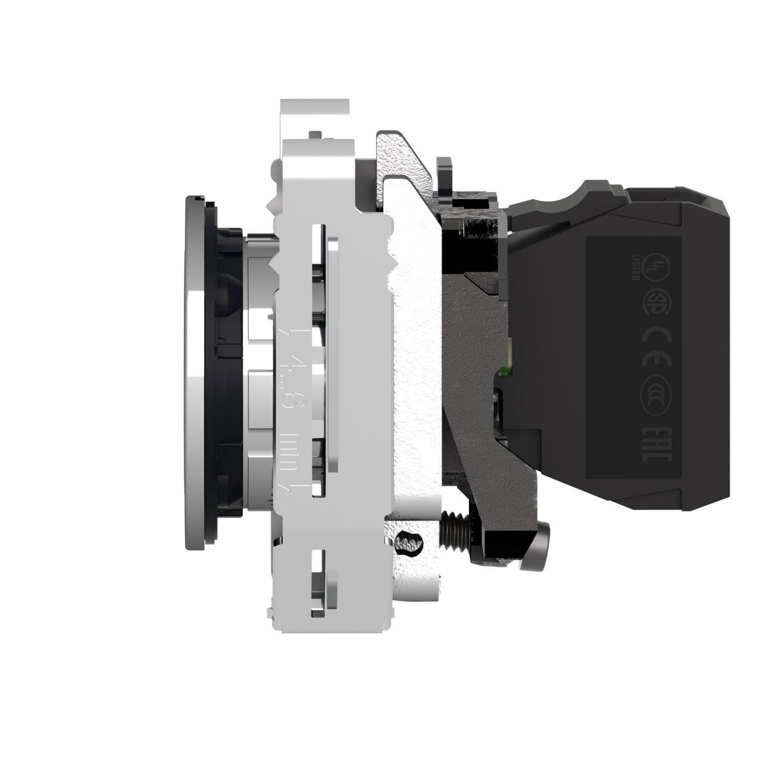 Picture of Pilot light, Harmony XB4,metal, white flush mounted, 30mm, universal LED, plain lens, 110...120V AC