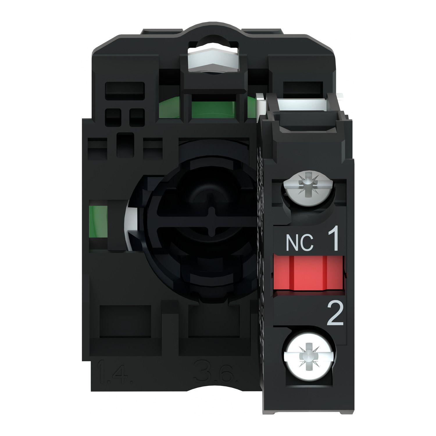 Picture of Push button, Harmony XB5, plastic, flush, red, 22mm, spring return, unmarked, 1NC