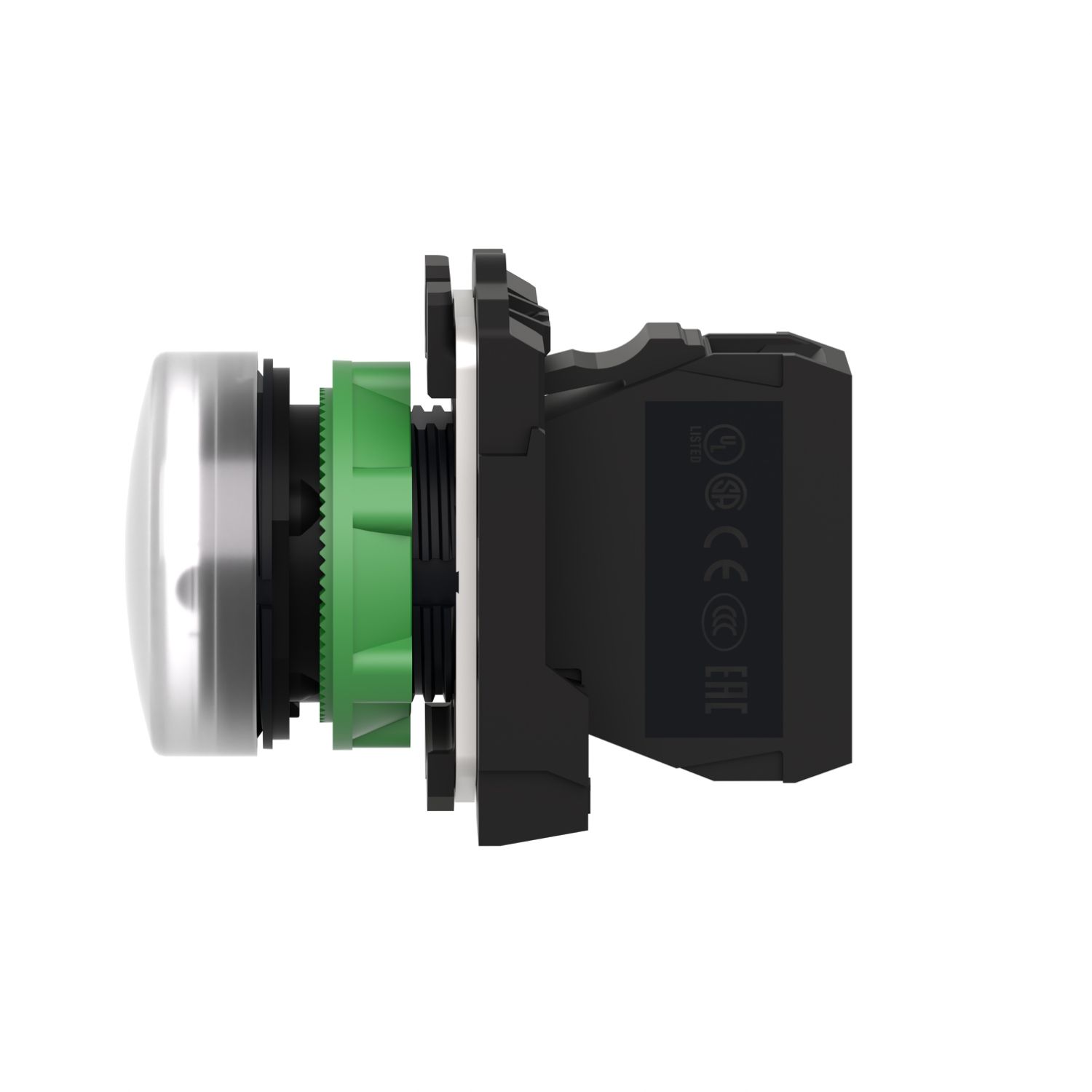 Picture of Pilot light, Harmony XB5, grey plastic, white, 22mm, universal LED, plain lens, 24V AC DC