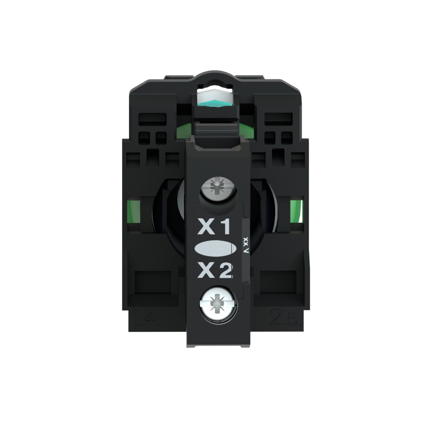 Picture of pilot light, Harmony XB5, grey plastic, green, 22mm, universal LED, plain lens, 110...120V AC