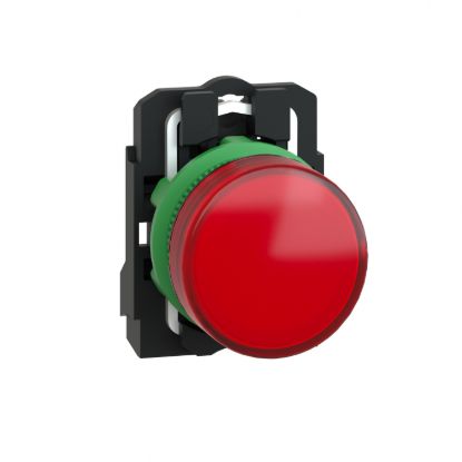 Picture of pilot light, Harmony XB5, grey plastic, red, 22mm, universal LED, plain lens, 110...120V AC