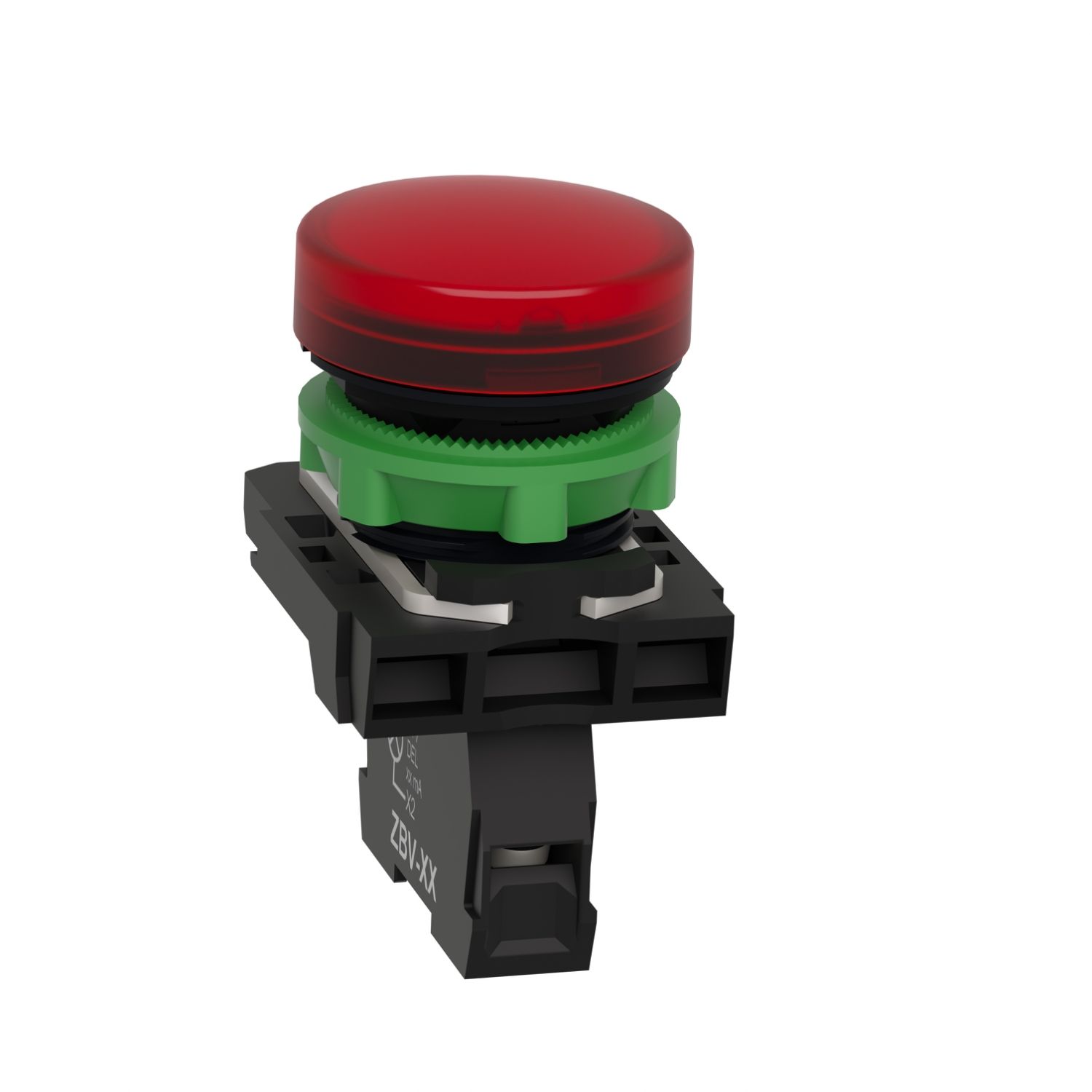 Picture of pilot light, Harmony XB5, grey plastic, red, 22mm, universal LED, plain lens, 110...120V AC