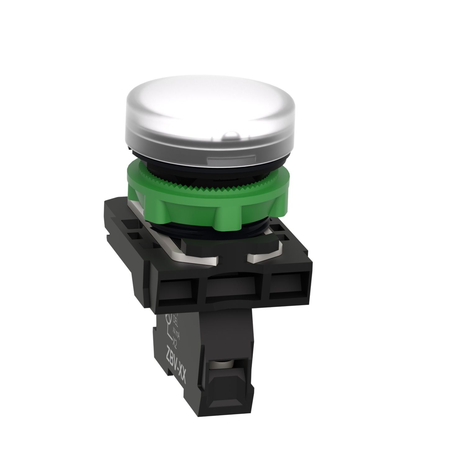 Picture of Pilot light, Harmony XB5, grey plastic, white, 22mm, universal LED, plain lens, 230...240V AC