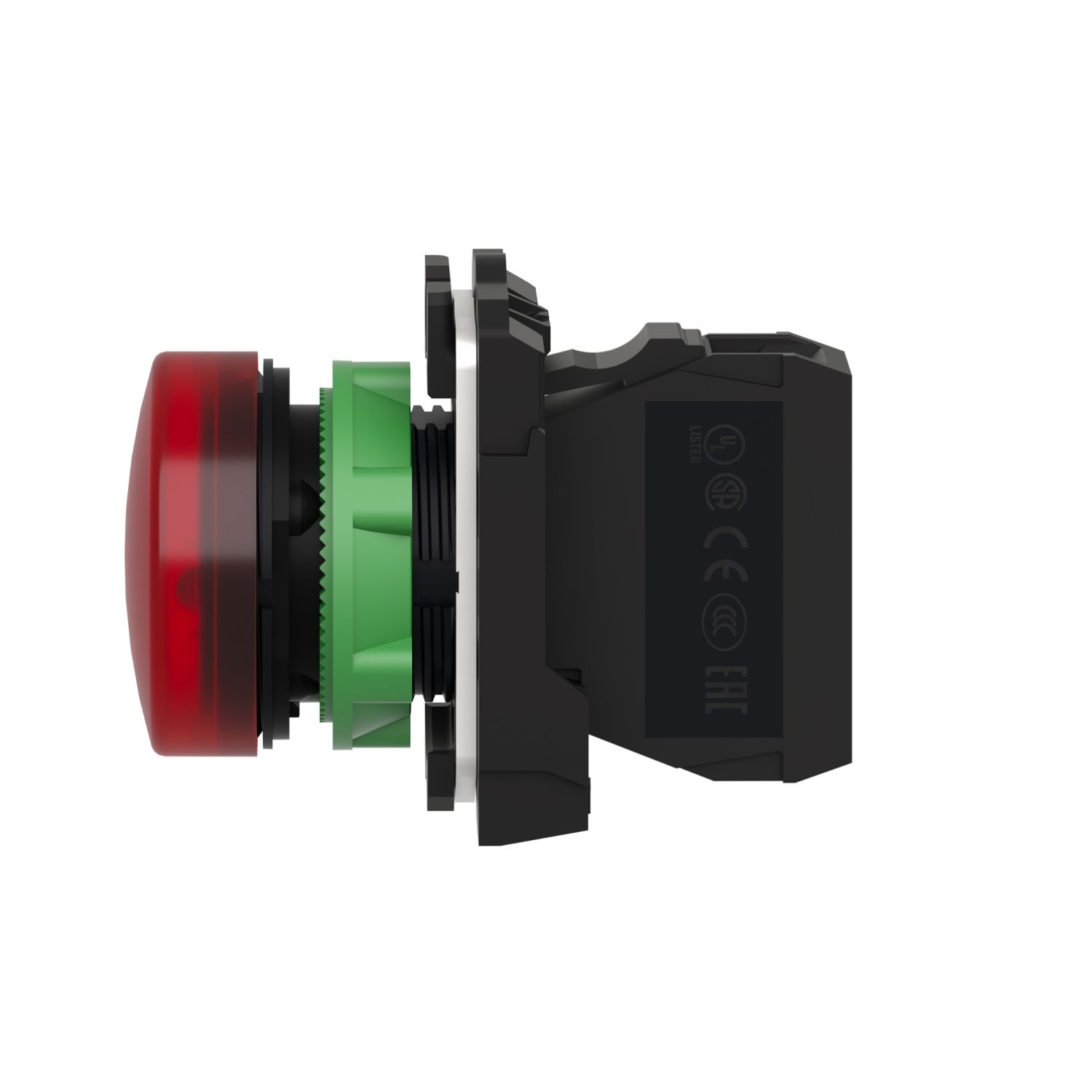 Picture of Pilot light, Harmony XB5, grey plastic, red, 22mm, universal LED, plain lens, 230...240V AC