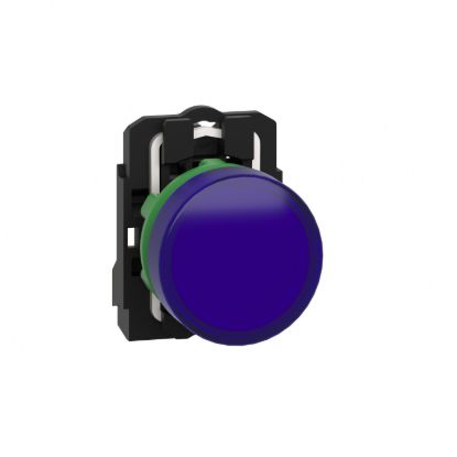 Picture of Pilot light, Harmony XB5, grey plastic, blue, 22mm, universal LED, plain lens, 230...240V AC