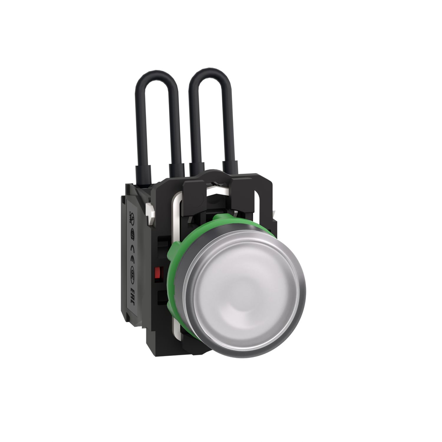 Picture of Push-to-test pilot light, Harmony XB5, plastic, white, universal LED, screw clamp terminals, 24V