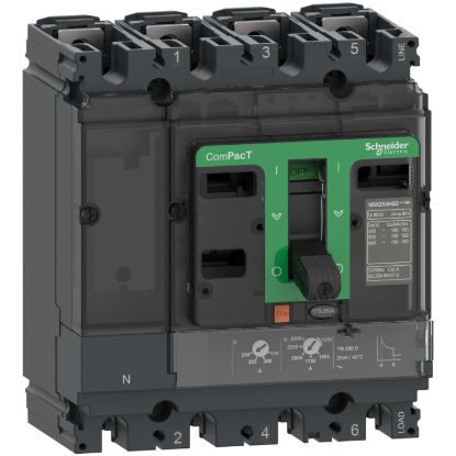 Picture of Circuit breaker, ComPacT NSX100N, 50kA/415VAC, 4 poles 3D (neutral not protected), TMD trip unit 16A
