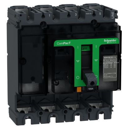 Picture of Circuit breaker basic frame, ComPacT NSX100S DC, 100kA/750VDC, 4 poles, 100A frame rating, without trip unit