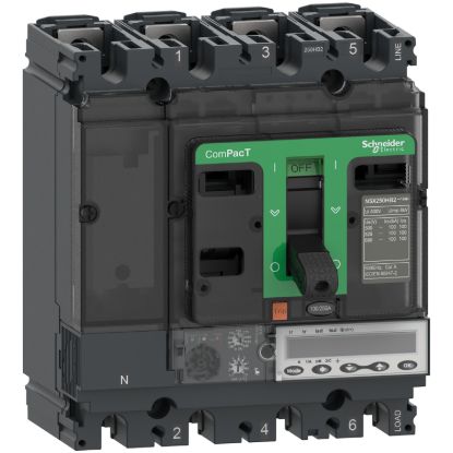 Picture of Circuit breaker, ComPacT NSX100HB1, 75kA/690VAC, 4 poles, MicroLogic 5.2E trip unit 100A