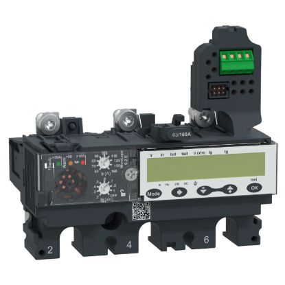 Picture of Trip unit MicroLogic 6.2E, ComPacT NSX160/250, 3 poles, basic and ground fault protections, energy meter, 160A