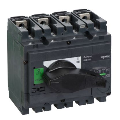 Picture of switch disconnector, Compact INS250, 250A, standard version with black rotary handle, 4 poles