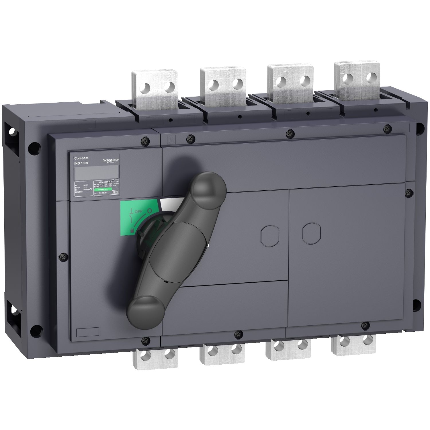 Picture of switch disconnector, Compact INS630b, 630A, standard version with black rotary handle, 4 poles
