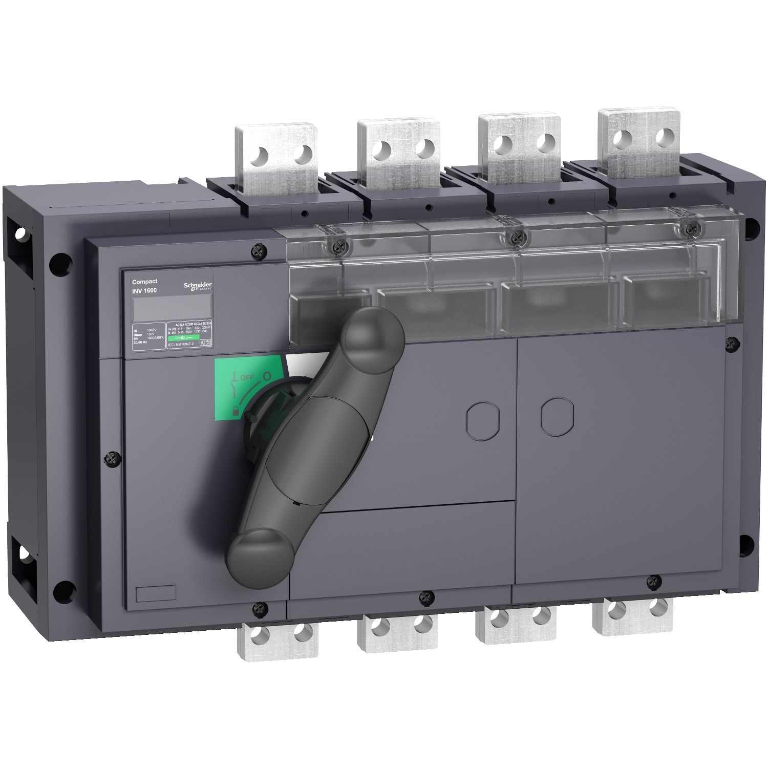 Picture of switch disconnector, Compact INV1600, visible break, 1600A, standard version with black rotary handle, 4 poles