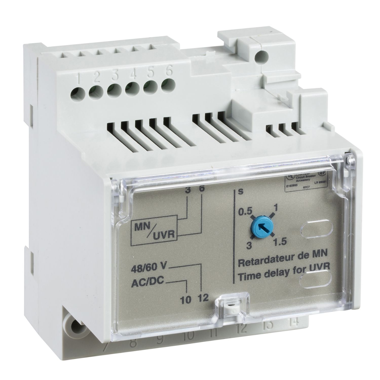 Picture of MN delay unit, MasterPact NT/NW, ComPacT NS, adjustable time delay 0.5s to 3s, 380/480VAC 50/60Hz, spare part