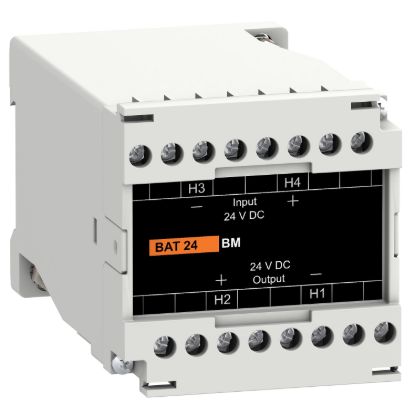Picture of External battery module, rechargeable, input 24VDC, output 24VDC, 40mA max, 4h autonomy, spare part