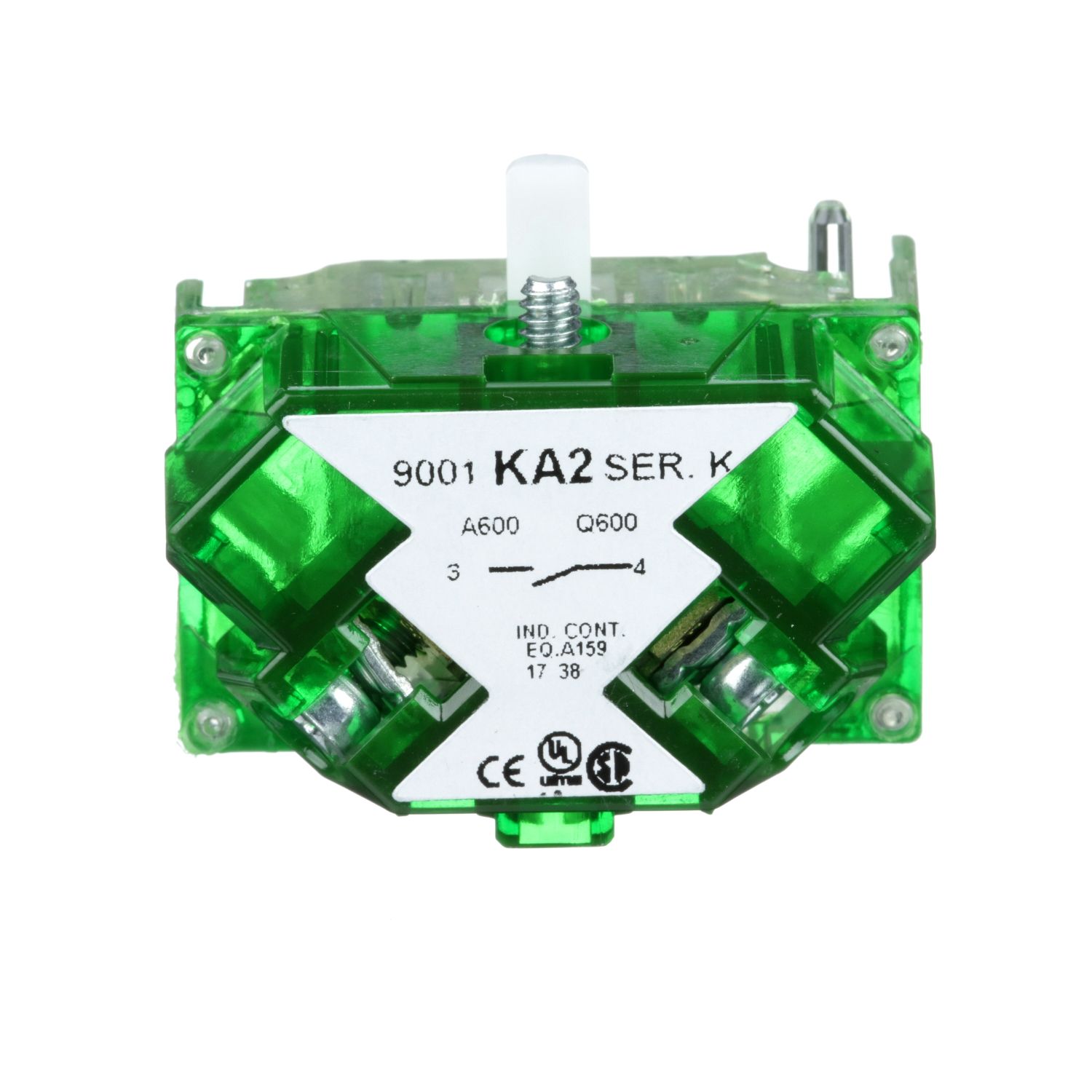 Picture of Contact block with protected terminals, Harmony 9001K, Harmony 9001SK, 0...600V, silver alloy contacts, screw clamp terminal, standard, 1NO