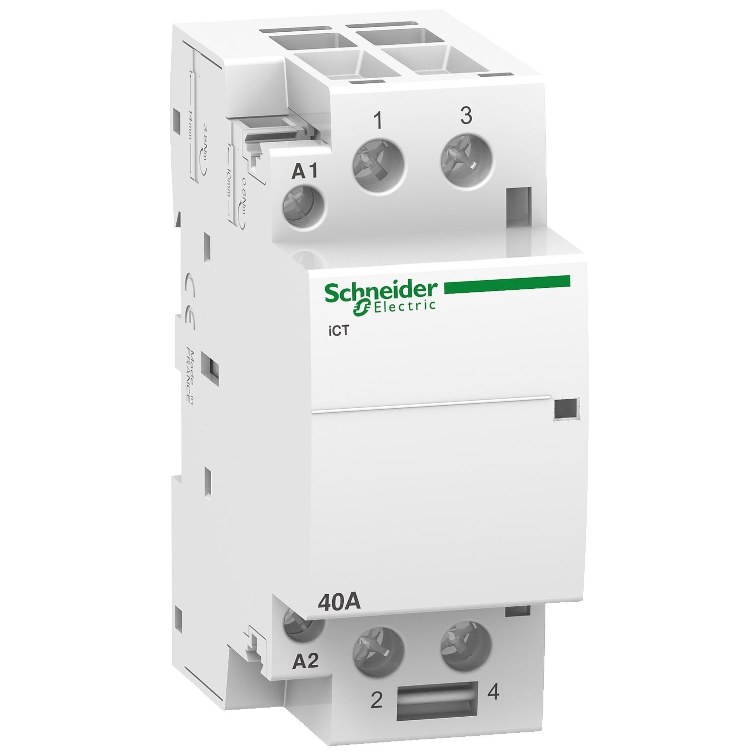 Picture of Contactor, Acti9, iCT, 2 poles, 2 NO, 40 A, 220..240 V AC
