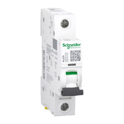 Picture of Miniature circuit breaker (MCB), Acti9 iC60N DISBO, 1P, 32A, D curve, 6000A (IEC/EN 60898-1), 10kA (IEC/EN 60947-2)