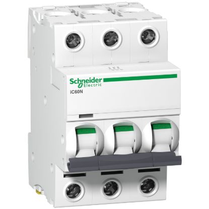 Picture of Miniature circuit breaker (MCB), Acti9 iC60N DISBO, 3P, 63A, D curve, 6000A (IEC/EN 60898-1), 10kA (IEC/EN 60947-2)
