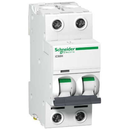 Picture of Miniature circuit breaker (MCB), Acti9, iC60H Disbo, 2P, 6A, D curve, 10000A (IEC/EN 60898-1), 15kA (IEC/EN 60947-2)