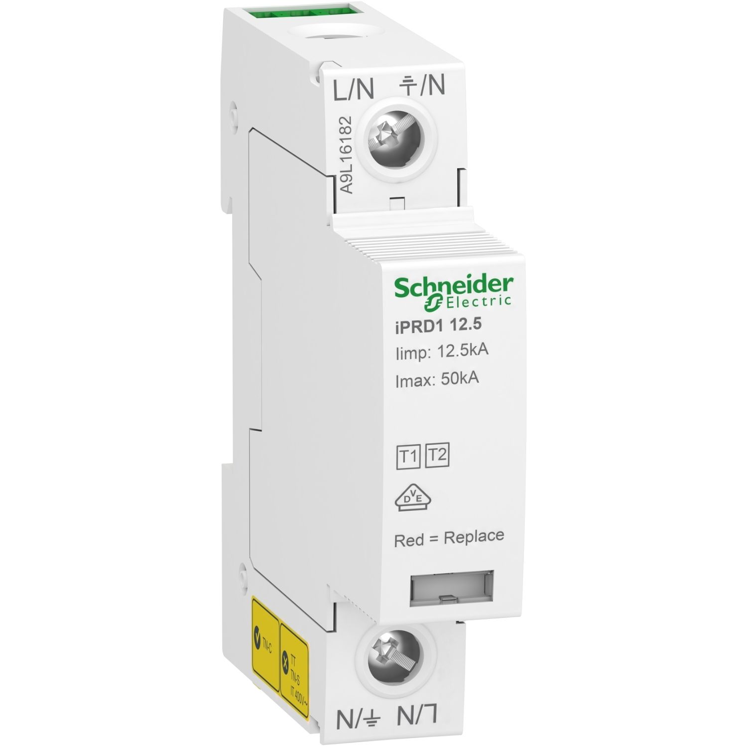Picture of Modular surge arrester with pluggable cartridge, Acti9 iPRD1 12.5r , 1 P, 230 V, with remote transfert