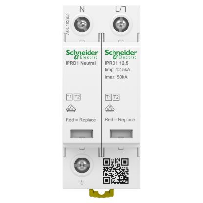 Picture of Modular surge arrester with pluggable cartridge, Acti9 iPRD1 12.5r, 1 P + N, 350 V, with remote transfert
