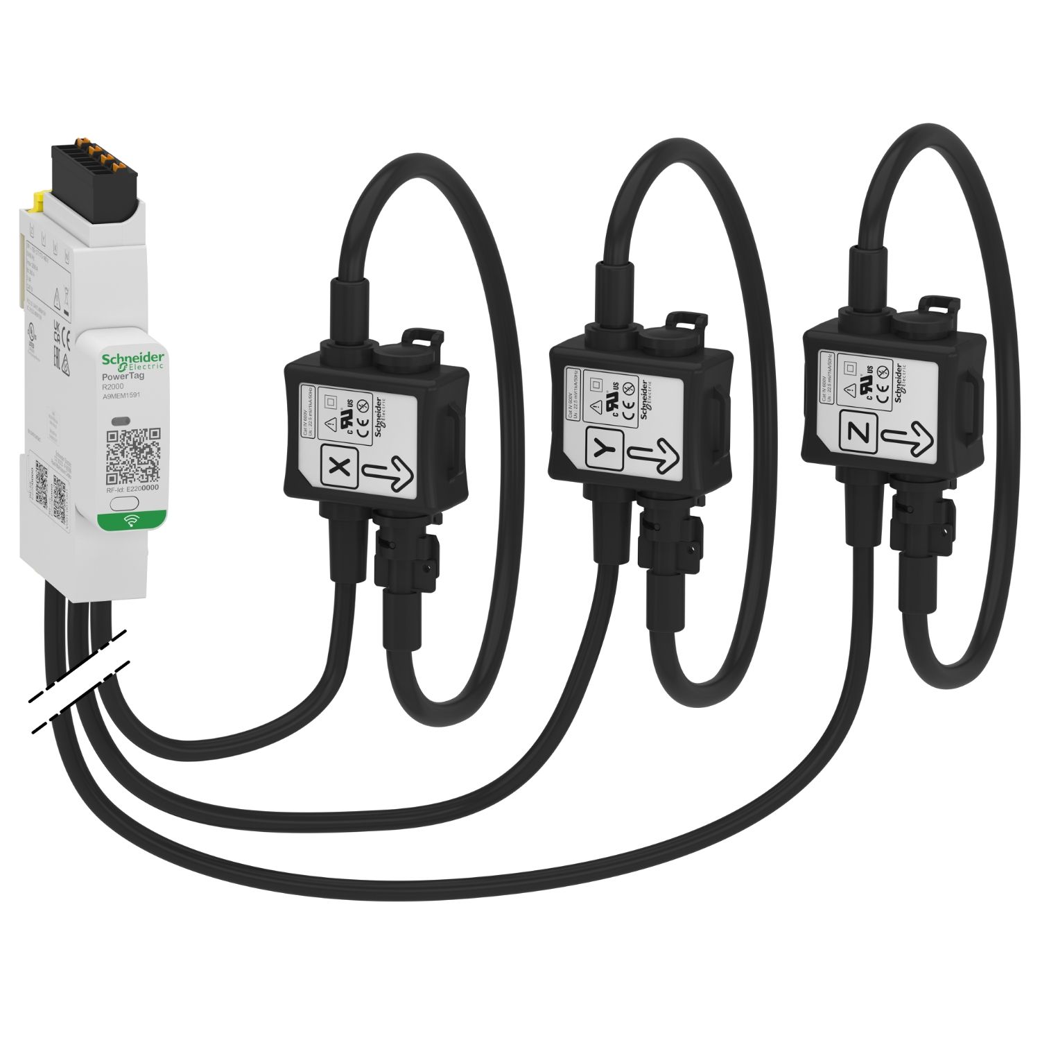Picture of energy sensor, PowerTag Rope 600A 3P/3P+N top and bottom position