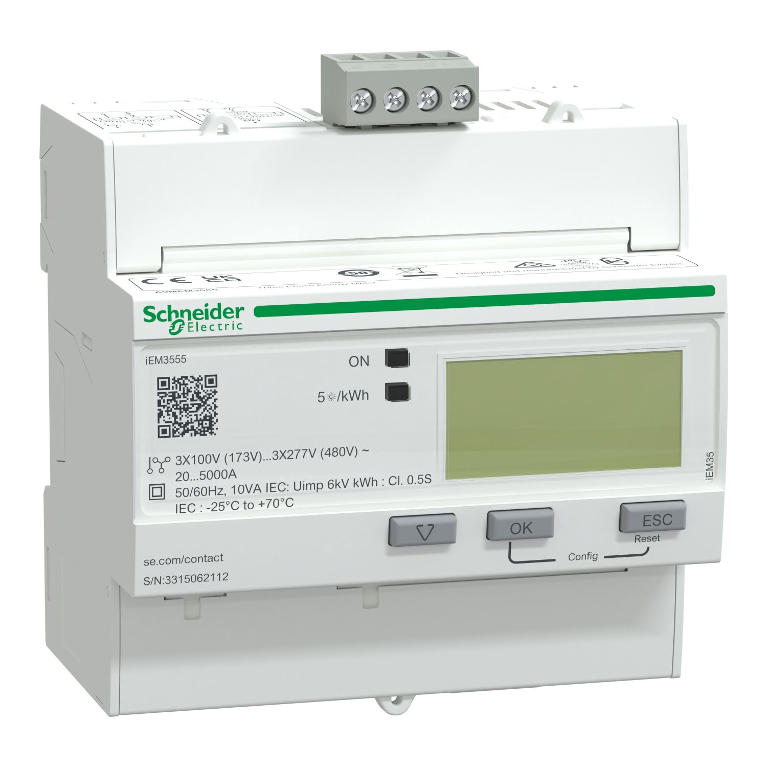 Picture of IEM3555 energy meter, Acti9, Modbus - 1 DI - 1 DO - multi-tariff - Rogowski coil