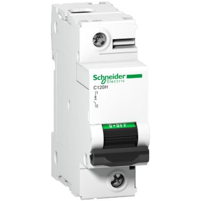 Picture of Miniature circuit breaker (MCB), Acti9, C120H, 1P, 63A, B curve, 15000A (IEC/EN 60898-1), 15kA (IEC/EN 60947-2)