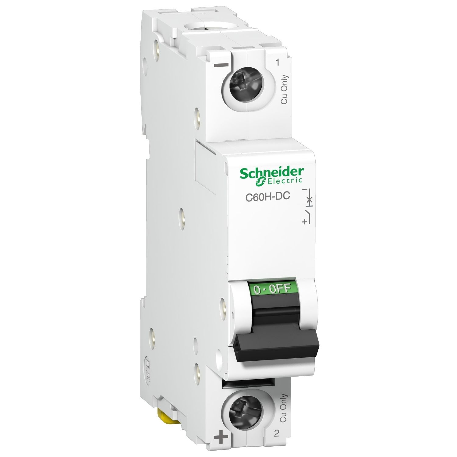 Picture of Miniature circuit breaker (MCB), Acti9, C60H-DC, 1P, 6A, C curve, 6kA (IEC/EN 60947-2)